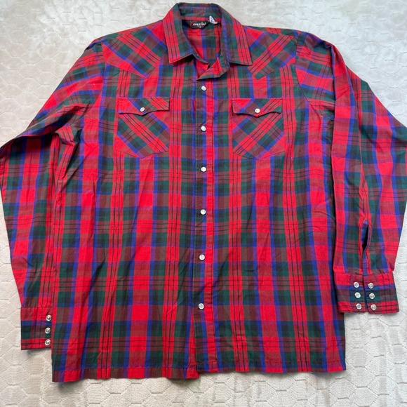 Corizini Other - VTG Corzini Plaid Snap Pearl Button Western Shirt Mens XL Tall  Made in USA